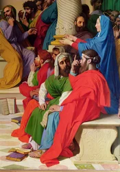 Jesus unter den Doktoren, Detail der Doktoren und der Jungfrau Maria, 1862